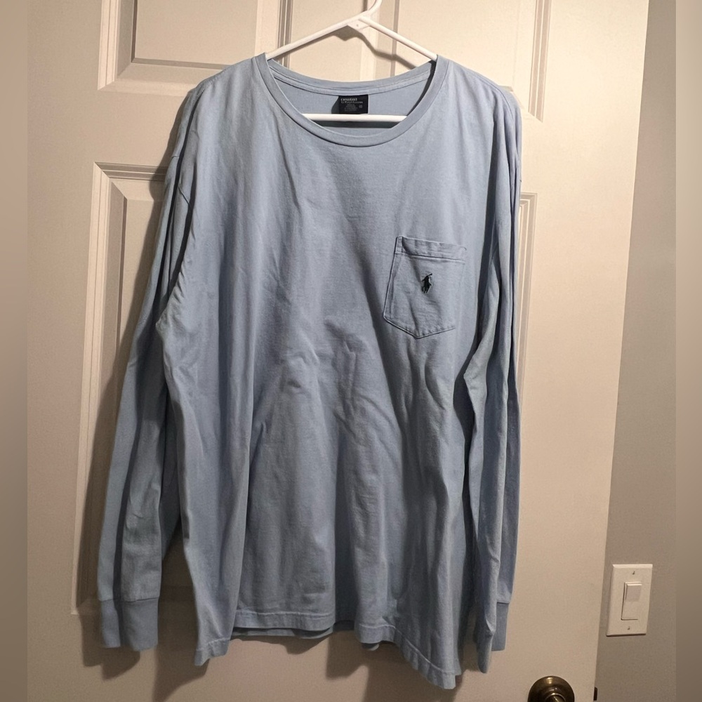POLO BY RALPH LAUREN LONG SLEEVE BLUE MENS CREW NECK SHIRT